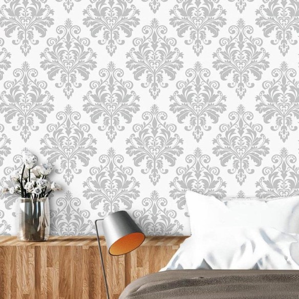 Papel de Parede Adesivo Vintage Branco e Cinza 156237770
