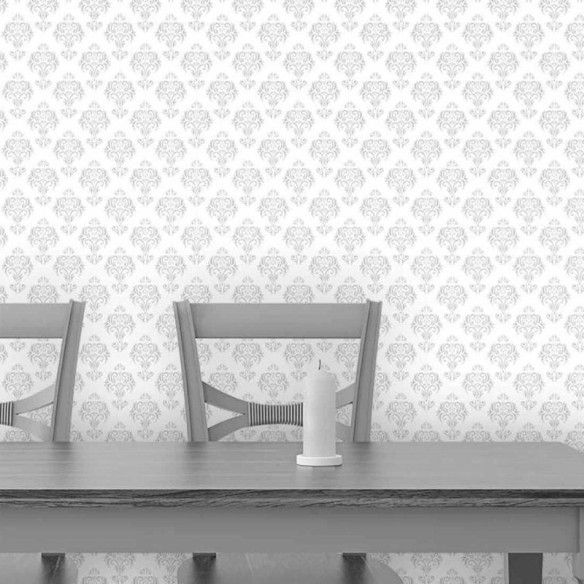 Papel de Parede Adesivo Vintage Branco e Cinza 59560642