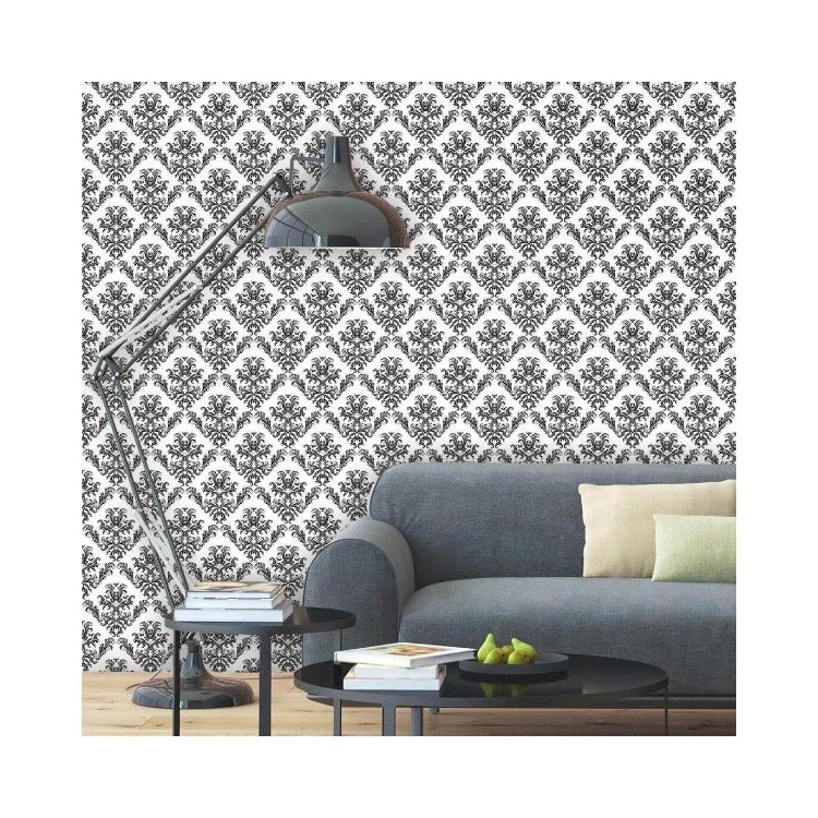 Papel de Parede Adesivo Vintage Branco e Preto 19