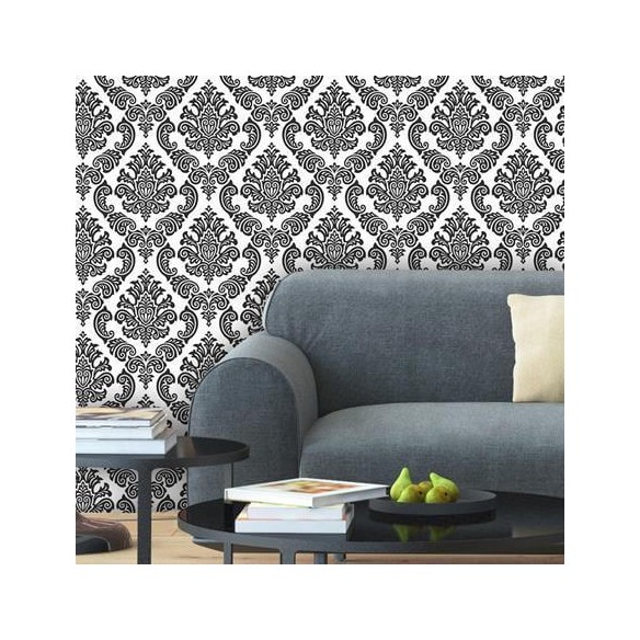 Papel de Parede Adesivo Vintage Branco e Preto 3