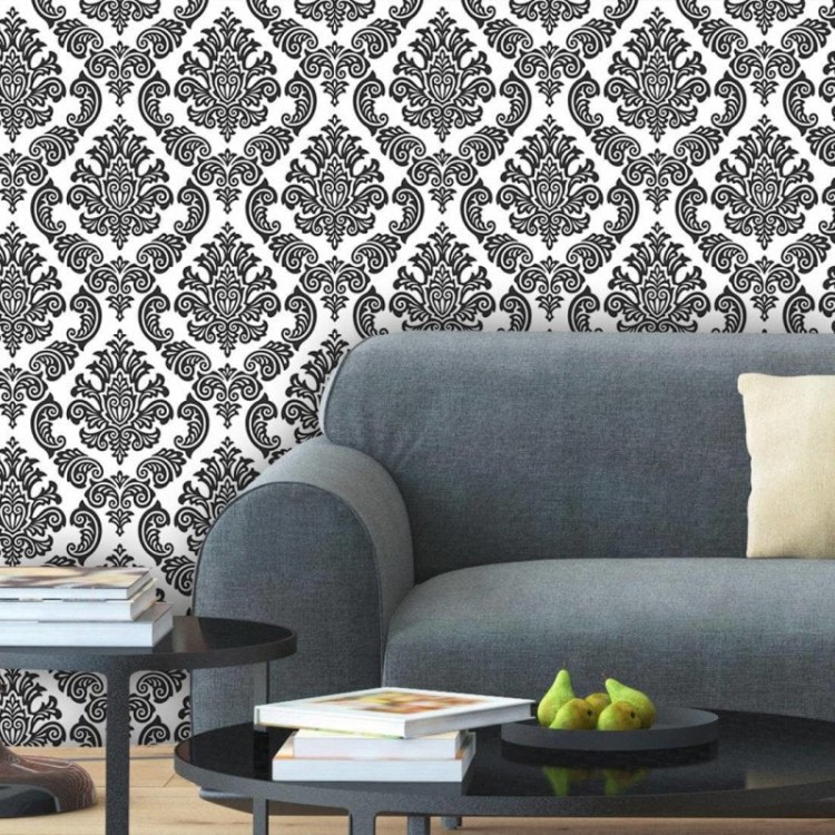 Papel de Parede Adesivo Vintage Branco e Preto 3