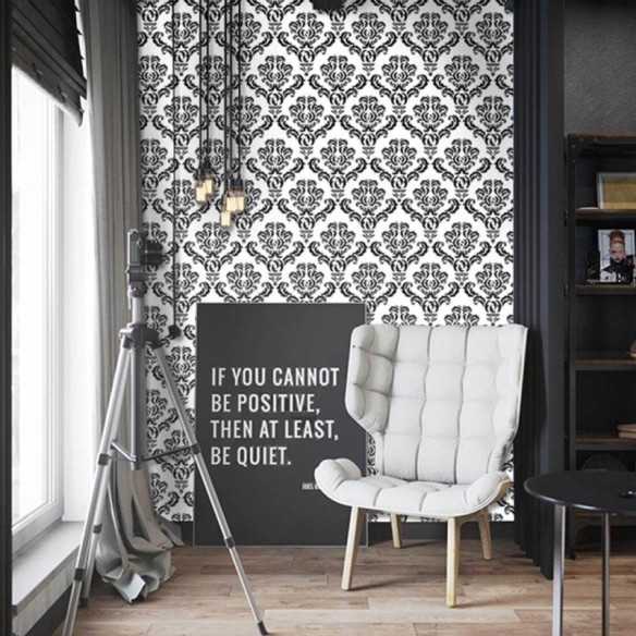 Papel de Parede Adesivo Vintage Branco e preto 814