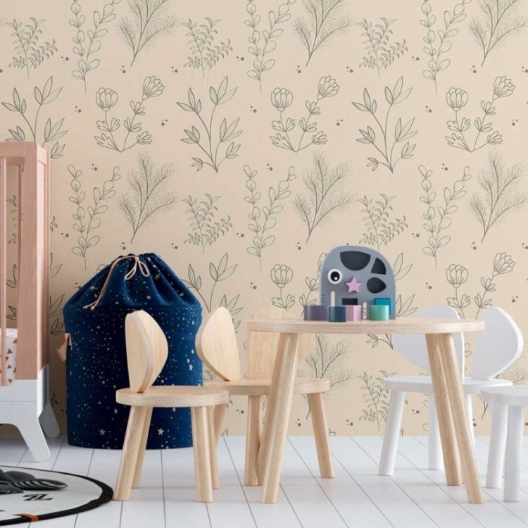 Papel de Parede Adesivo Vintage Floral amarelo...