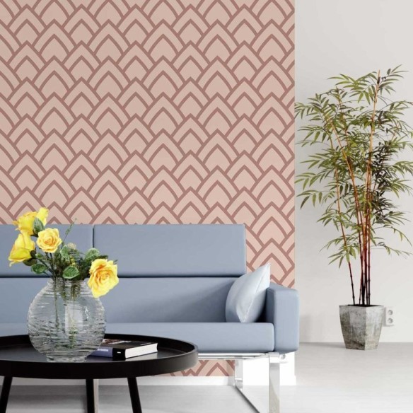 Papel de Parede Adesivo Vintage Geométrico Rosa N05286