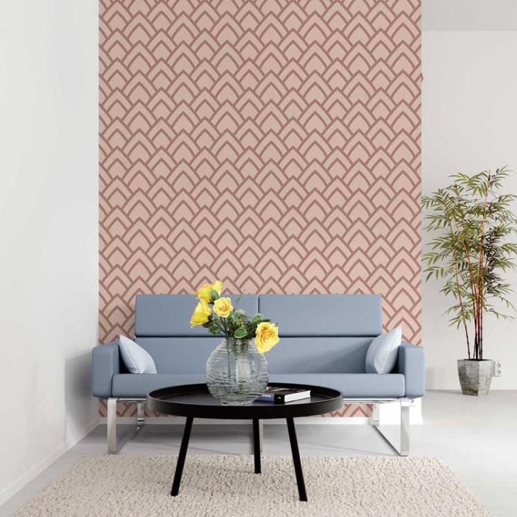 Papel de Parede Adesivo Vintage Geométrico Rosa...