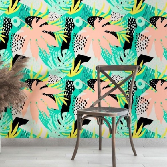 Papel de Parede Adesivo Abstrato Tropical N013018