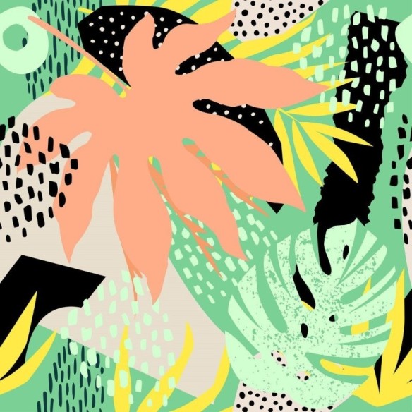 Papel de Parede Adesivo Abstrato Tropical N013018