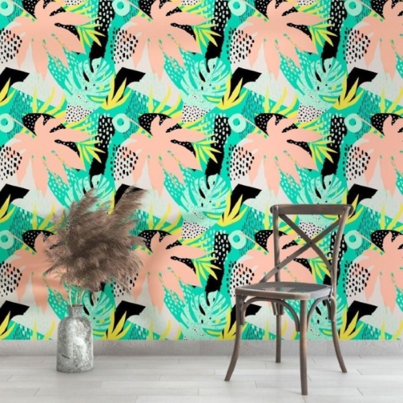Papel de Parede Adesivo Abstrato Tropical N013018