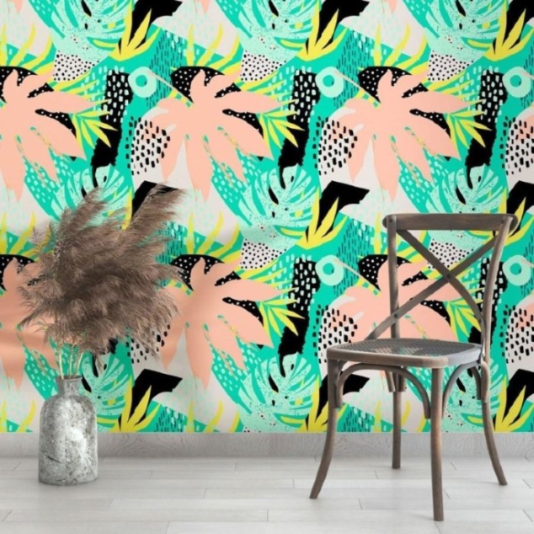 Papel de Parede Adesivo Abstrato Tropical N013018