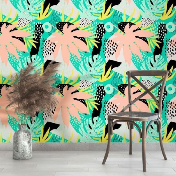 Papel de Parede Adesivo Abstrato Tropical N013018