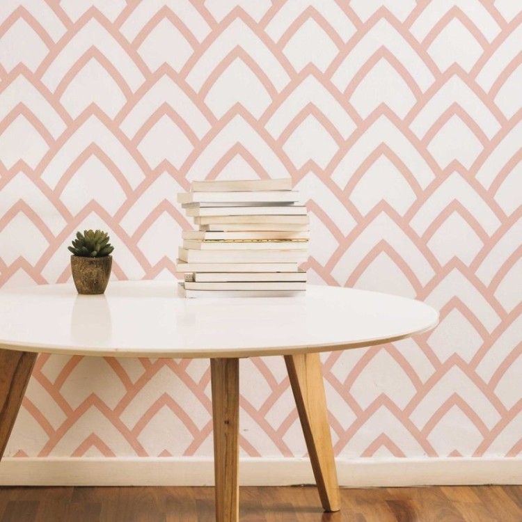 Papel de Parede Adesivo Vintage Rosa e Branco...