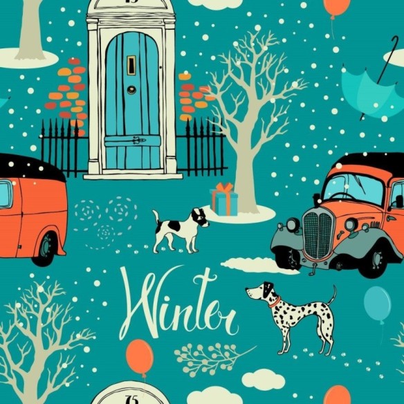 Papel de Parede Adesivo Vintage Winter N013098