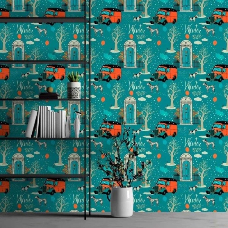 Papel de Parede Adesivo Vintage Winter N013098