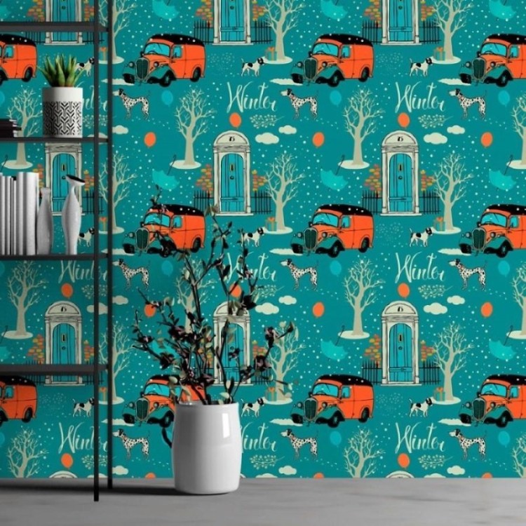 Papel de Parede Adesivo Vintage Winter N013098