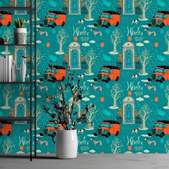 Papel de Parede Adesivo Vintage Winter N013098