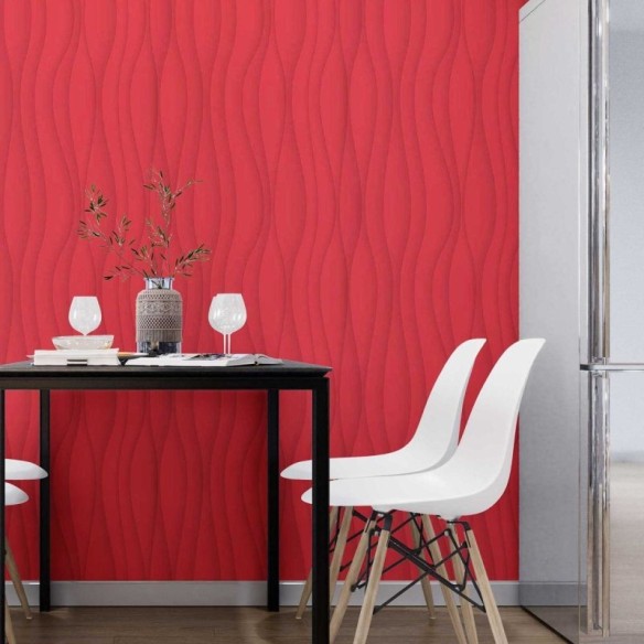 Papel de Parede Adesivo Abstrato Vermelho 3D N07104