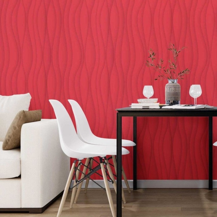 Papel de Parede Adesivo Abstrato Vermelho 3D...