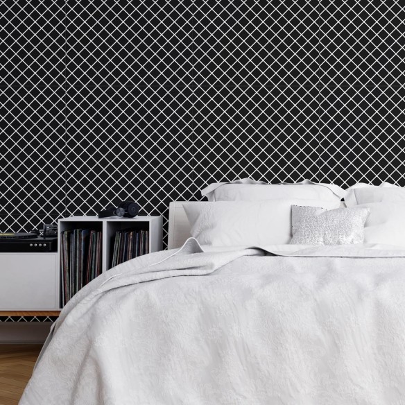 Papel de parede padrão xadrez preto e branco