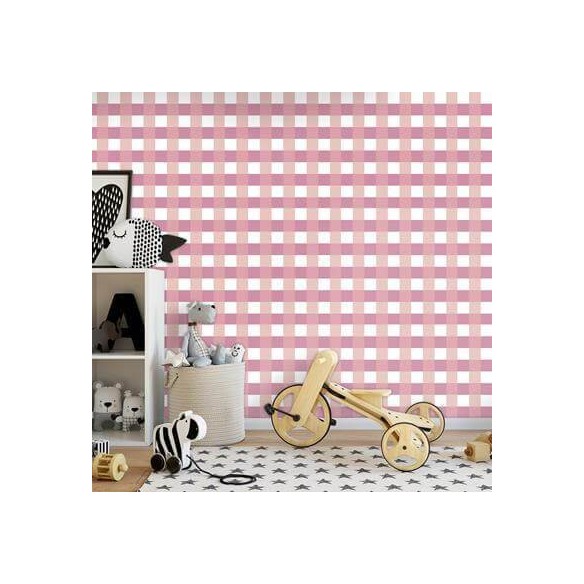 Papel de Parede Adesivo Xadrez rosa 74776809