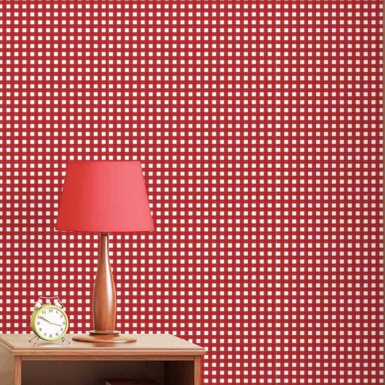 Papel De Parede Xadrez Vermelho Escuro-60x300cm - Carrefour