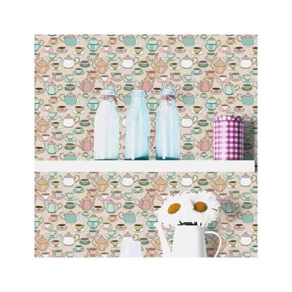 Papel de Parede Adesivo Xícaras e Bules 111872864