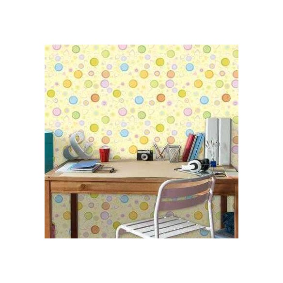 Papel de Parede Adesivo Amarelo Bolhas 628