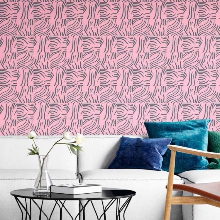 Papel de Parede Adesivo Zebra sobre rosa N08211