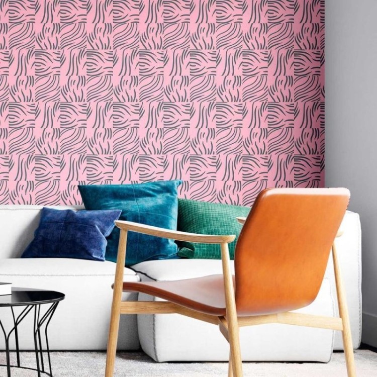 Papel de Parede Adesivo Zebra sobre rosa N08211