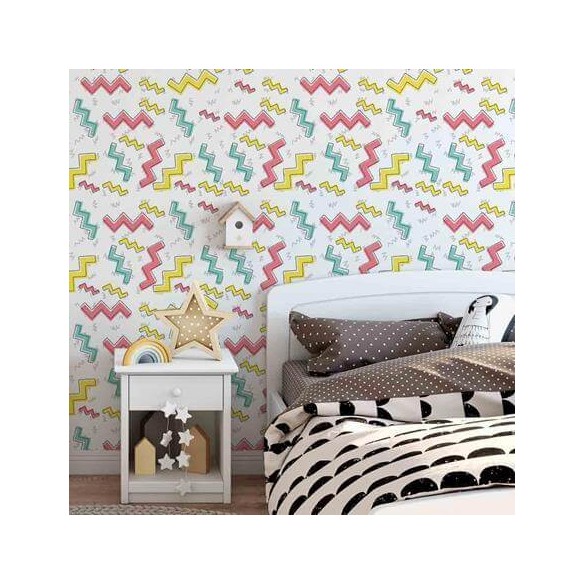 Papel de Parede Adesivo Zig Zag Chevron Colorido Jovem 2546