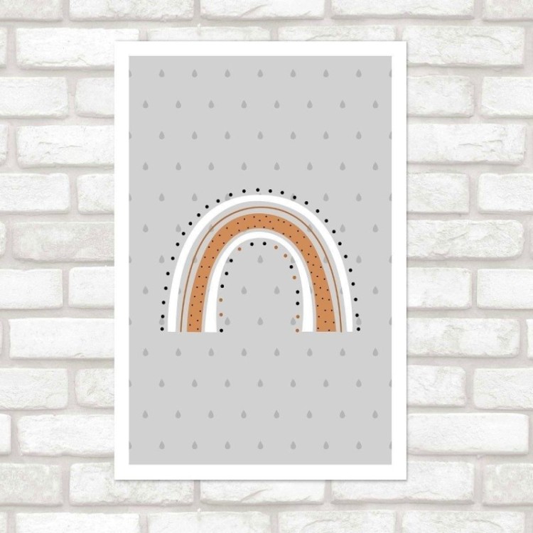 Poster Decorativo Abstrato Arco Íris Neutro...
