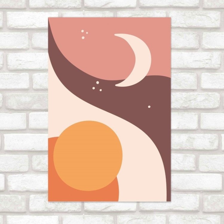 Poster Decorativo Abstrato Sol e Lua N015250