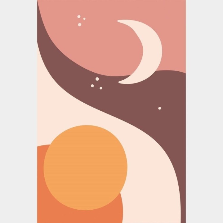 Poster Decorativo Abstrato Sol e Lua N015250