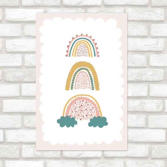 Poster Decorativo Arco-íris Abstrato Rosa Claro N07278