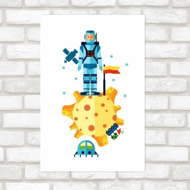 Poster Decorativo Astronauta Em Asteroide N09232