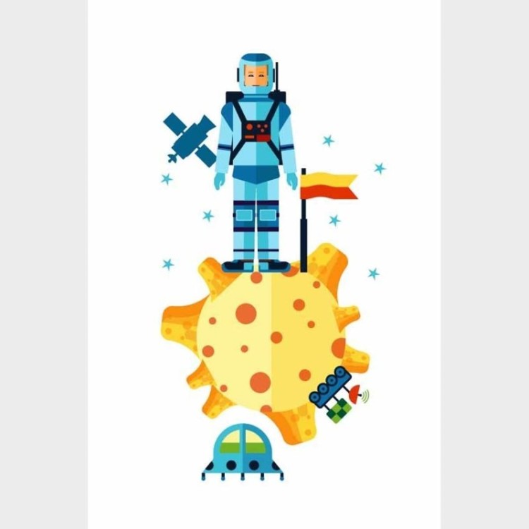 Poster Decorativo Astronauta Em Asteroide N09232