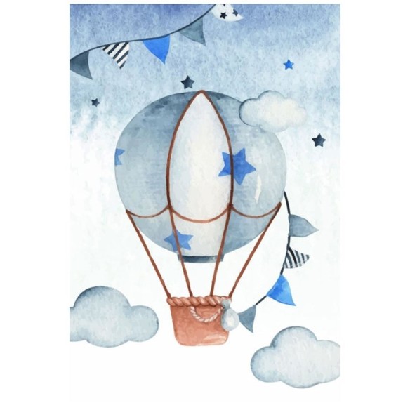Poster Decorativo Balão de Ar Quente Aquarela N07258