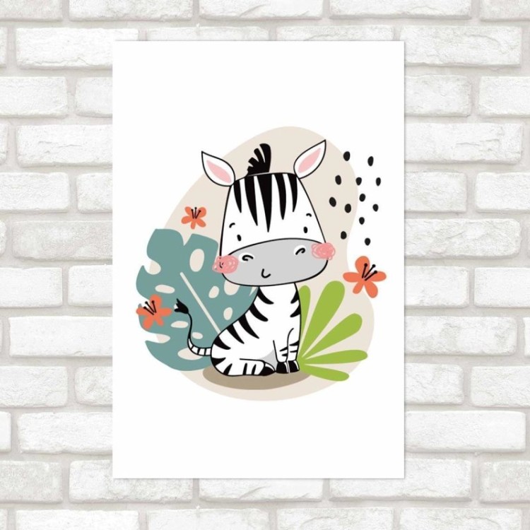 Poster Decorativo Bebê Zebra Fofo N09262