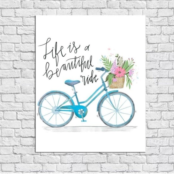 Poster Decorativo Bicicleta Frase Flor 35621