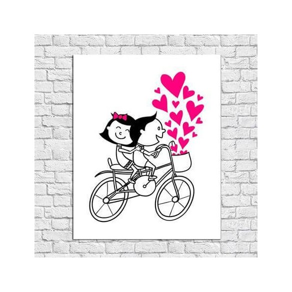 Poster Decorativo Bicicleta Romântico Casal 89542