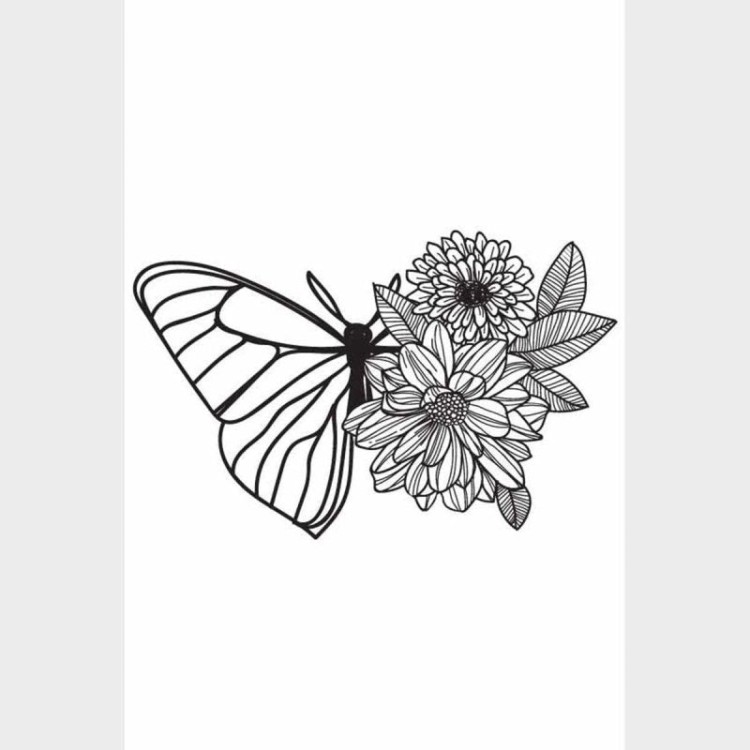Poster Decorativo Borboleta E Flores...