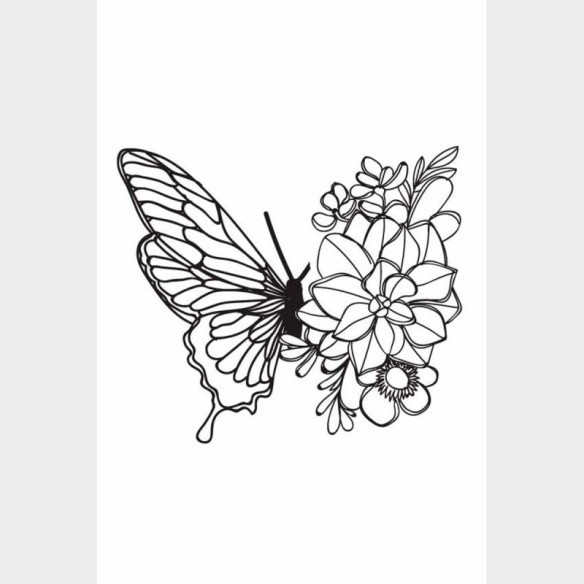 Poster Decorativo Borboleta E Flores N09292