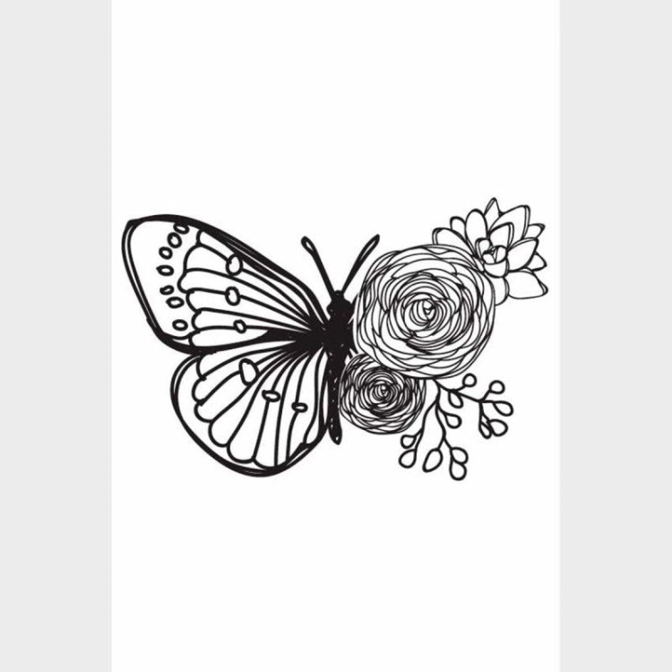 Poster Decorativo Borboleta Rosas E Flores N09239