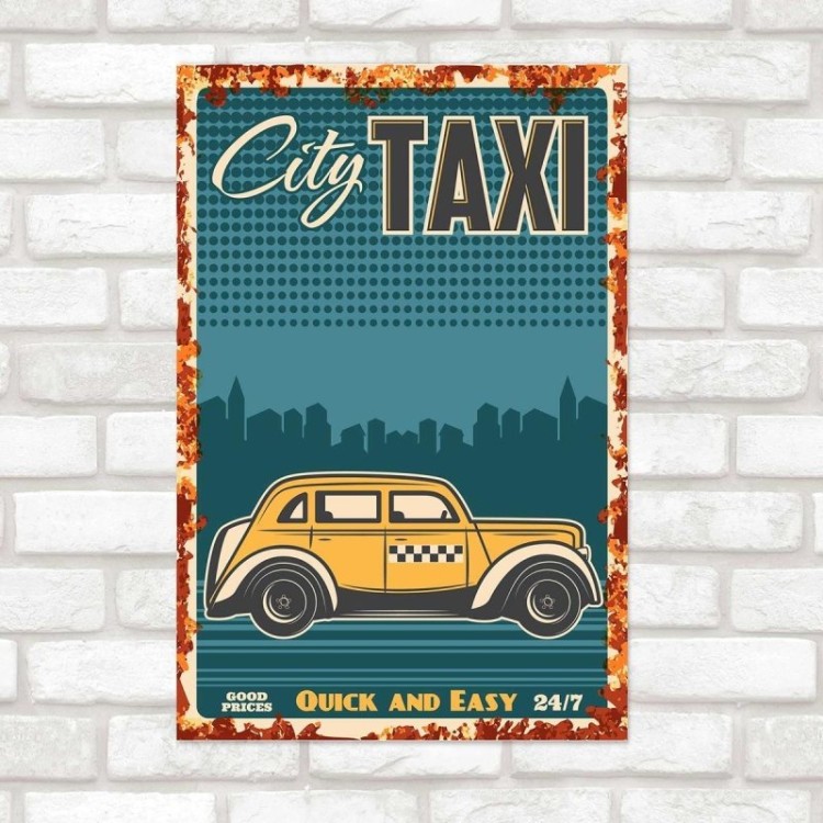 Poster Decorativo Carro Retro Táxi N010243