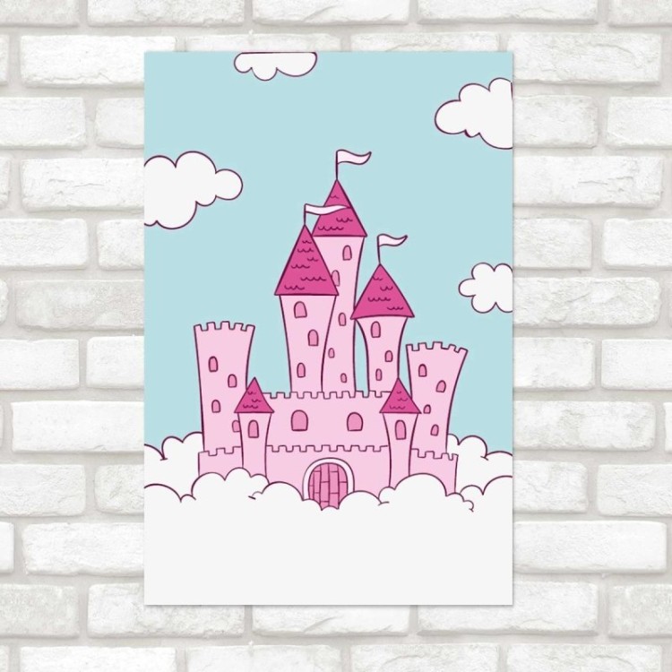 Poster Decorativo Castelo Rosa nas Nuvens N07259