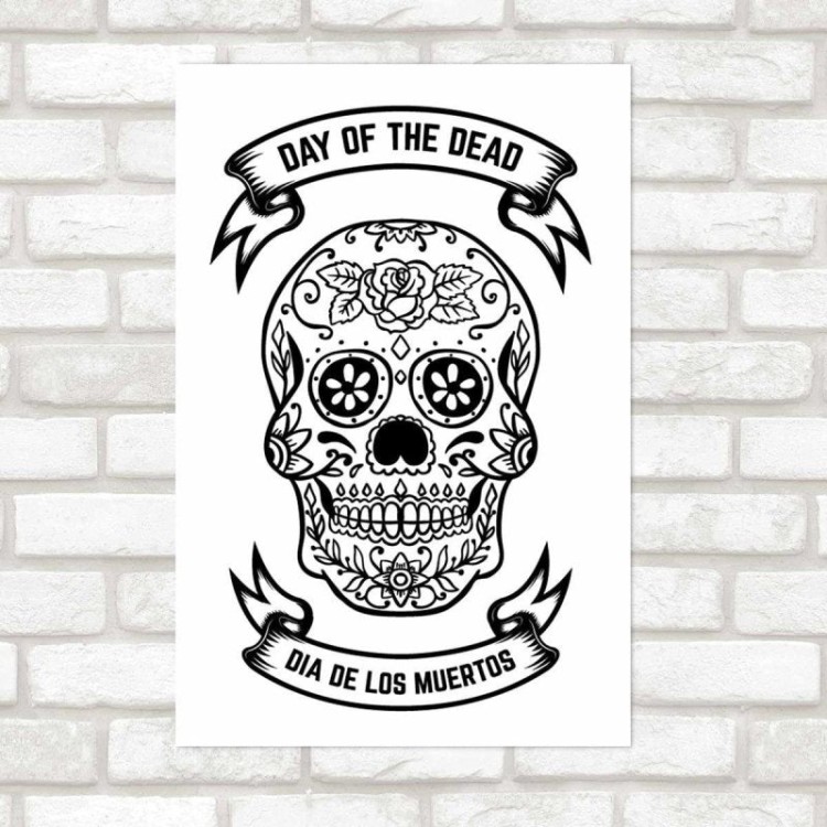 Poster Decorativo Caveira Dia De Los Muertos...