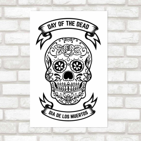 Poster Decorativo Caveira Dia De Los Muertos N09240