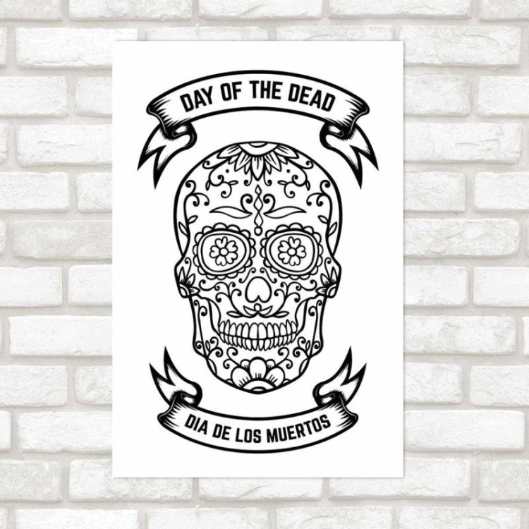 Poster Decorativo Caveira Dia De Los Muertos...