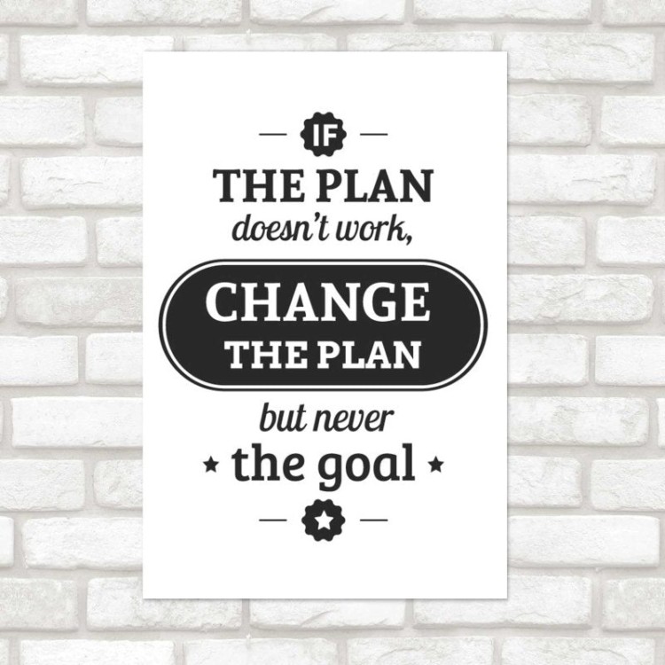 Poster Decorativo Change The Plan But Never the...