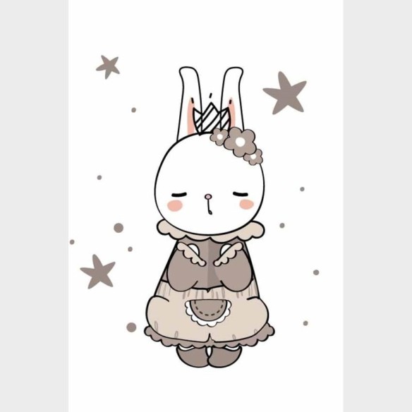 Poster Decorativo Coelhinha Fofa Em Bege N09233
