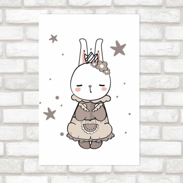 Poster Decorativo Coelhinha Fofa Em Bege N09233
